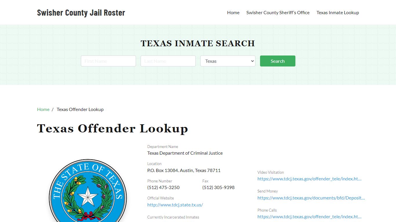 Texas Inmate Search, Jail Rosters - Swisher County Jail