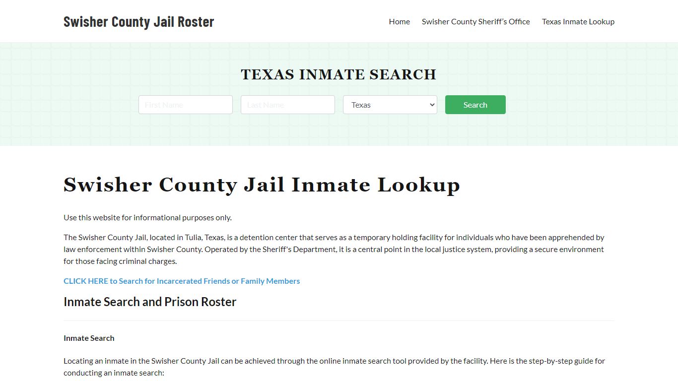 Swisher County Jail Roster Lookup, TX, Inmate Search