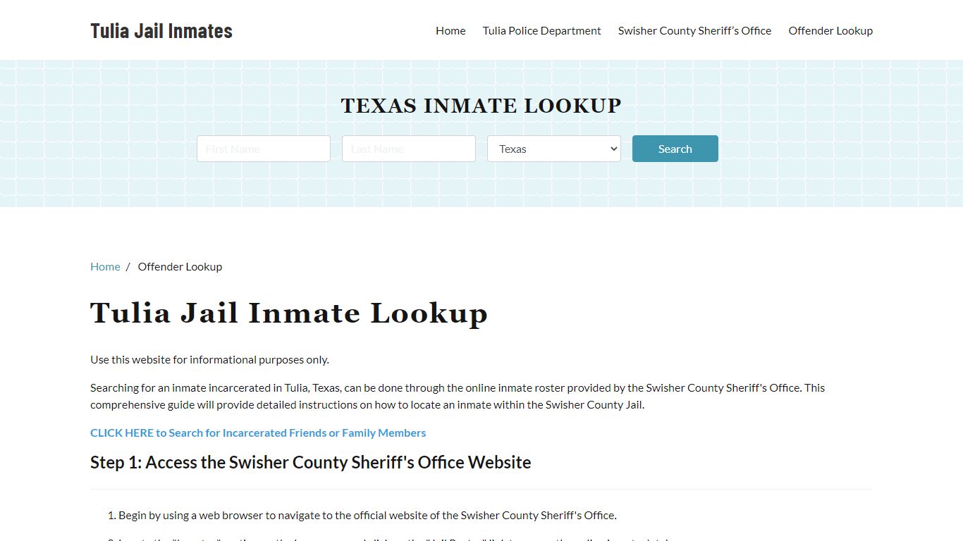 Tulia, TX Detainee Lookup - Tulia Jail