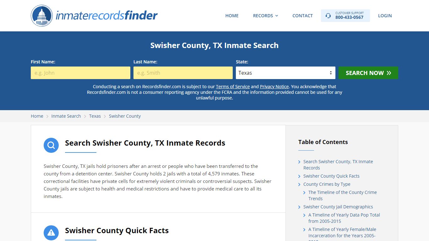 Swisher County, TX Inmate Lookup & Jail Records Online